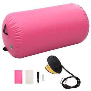 vidaXL Rouleau gonflable de gymnastique avec pompe 120x90 cm PVC Rose
