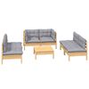 vidaXL Salon de jardin 7 pcs avec coussins gris bois de pin massif