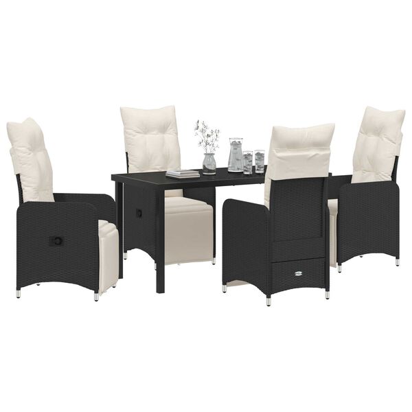 vidaXL Ensemble de salle &agrave; manger pour jardin 5 pcs Noir polyrotin