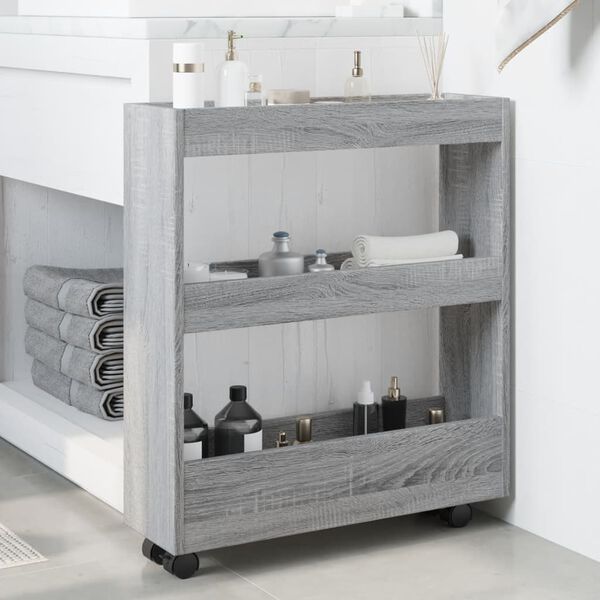 vidaXL Chariot de rangement &eacute;troit 3 niveaux sonoma gris