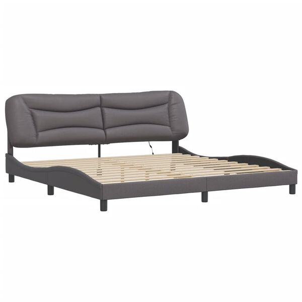 vidaXL Cadre de lit avec LED sans matelas Hvar gris 200x200 cm
