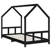 vidaXL Cadre de lit pour enfants noir 90x190 cm bois de pin massif