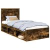 vidaXL Cadre de lit avec tiroir Uni Ch&ecirc;ne fum&eacute; 90 x 200 cm Pin massif