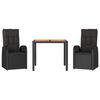 vidaXL Ensemble &agrave; manger de jardin avec coussins 3 pcs Noir