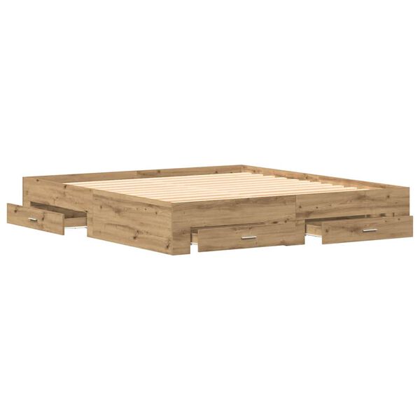 vidaXL Cadre de lit Ch&ecirc;ne artisanal 180 x 200 cm Bois d'ing&eacute;nierie