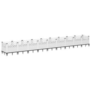 vidaXL Jardini&egrave;re avec piquets blanc 363,5x43,5x43,5 cm PP