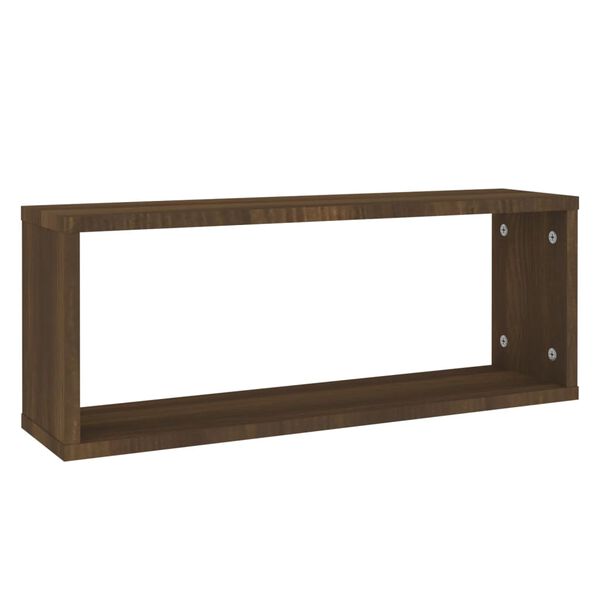 vidaXL &Eacute;tag&egrave;res murales cube 2 pcs Ch&ecirc;ne marron Bois d&rsquo;ing&eacute;nierie