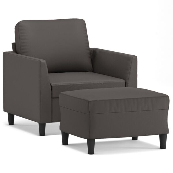 vidaXL Fauteuil avec repose-pied Gris 60 cm Similicuir