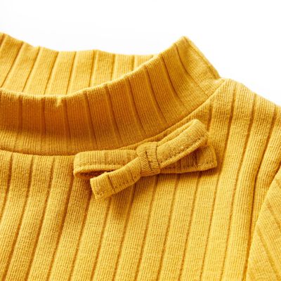 T-shirt enfants à manches longues tricot côtelé ocre foncé 92