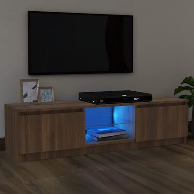 vidaXL Meuble TV avec lumières LED chêne marron 120x30x35,5 cm