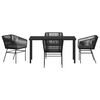 vidaXL Ensemble de salle &agrave; manger pour jardin avec coussin 5 pcs Noir