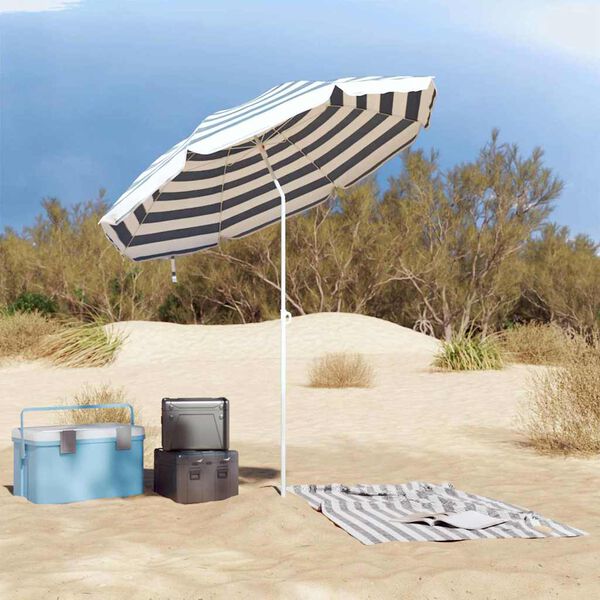vidaXL Parasol Bleu et Blanc 161 x 161 x 193 cm Polyester