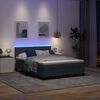 vidaXL Lit &agrave; ressort LED avec matelas Gris fonc&eacute; 140 x 190 cm Velours