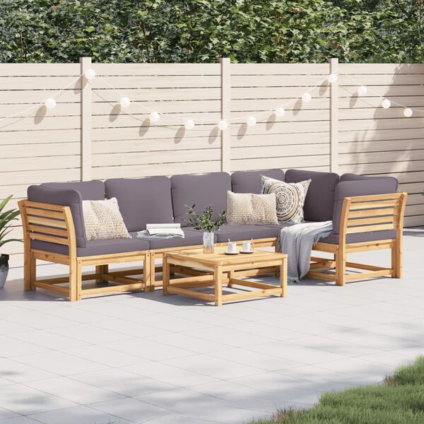 vidaXL Salon de jardin 6 pcs avec coussins bois d'acacia solide