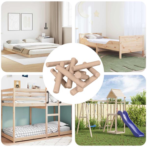 vidaXL Chevilles en bois 12 pcs Marron &Oslash;6 x 40 mm Bois massif