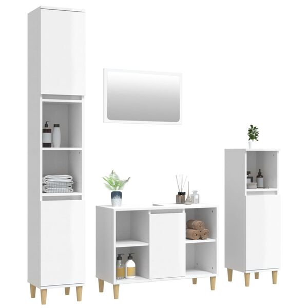 vidaXL Ensemble de meubles de salle de bain 4 pcs blanc brillant