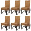 vidaXL Chaises &agrave; manger lot de 6 bois solide de manguier et abaca