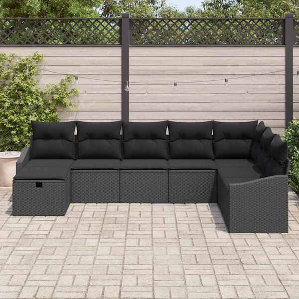 vidaXL Ensemble de canapé de jardin 8 pcs Noir 55 x 62 x 69 cm