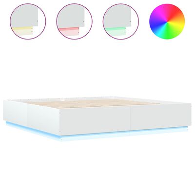 vidaXL Cadre de lit avec LED sans matelas blanc 200x200 cm