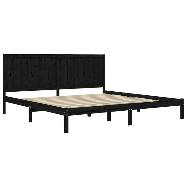vidaXL Cadre de lit sans matelas noir 200x200 cm bois massif de pin
