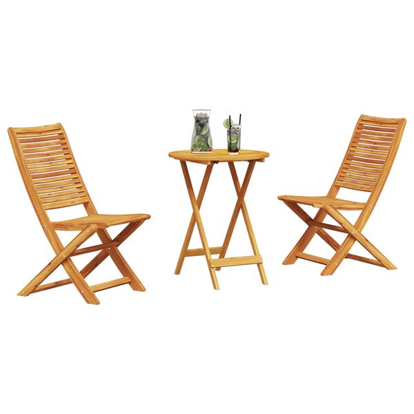 vidaXL Ensemble bistro pliant 3 pcs Marron Bois d'Acacia Massif