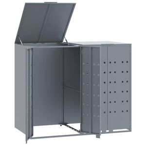 vidaXL Rangement &agrave; roulettes pour poubelles pour 2 bacs gris acier