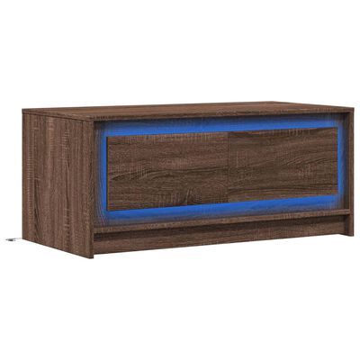 vidaXL Table basse avec lumières LED chêne marron bois d'ingénierie