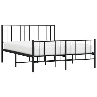 vidaXL Cadre de lit métal sans matelas avec pied de lit noir 140x200cm