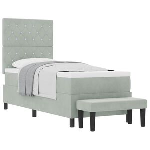 vidaXL Lit &agrave; ressorts avec coussin Gris clair 200 x 80 cm Velours