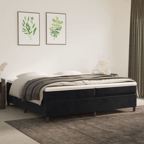 vidaXL Sommier &agrave; lattes de lit et matelas Noir 200x200 cm Velours