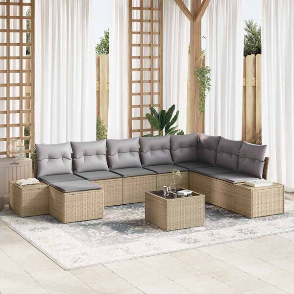 vidaXL Ensemble de canap&eacute; de jardin 8 pcs Beige et gris clair