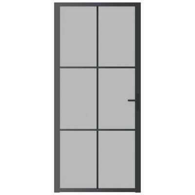vidaXL Porte intérieure 93x201,5 cm Noir Verre mat et aluminium