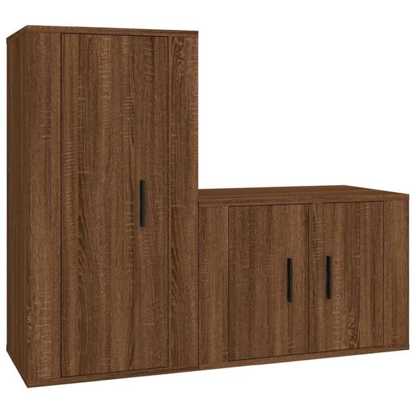 vidaXL Ensemble de meubles TV 2 pcs Ch&ecirc;ne marron Bois d'ing&eacute;nierie