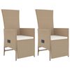vidaXL Ensemble &agrave; manger de jardin et coussins 3 pcs Beige poly rotin