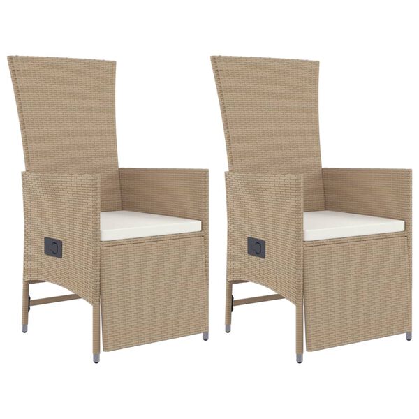 vidaXL Ensemble &agrave; manger de jardin et coussins 3 pcs Beige poly rotin