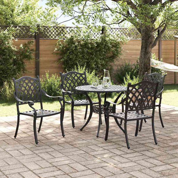 vidaXL Ensemble de salle à manger pour jardin 5 pcs Noir