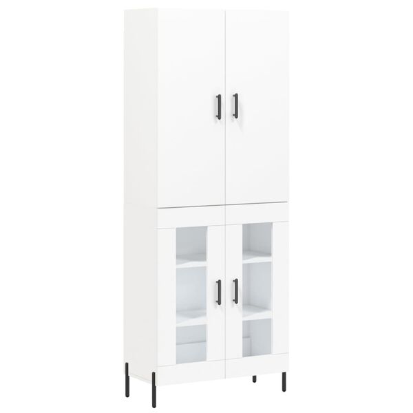vidaXL Buffet haut Blanc 69,5x34x180 cm Bois d'ing&eacute;nierie