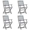 vidaXL Chaises pliables d'extérieur lot de 4 et coussins Bois d'acacia
