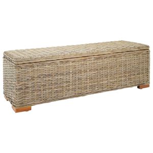 vidaXL Bo&icirc;te de rangement 110 cm Rotin kubu naturel et acajou solide