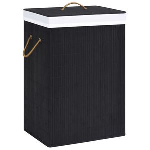 vidaXL Panier &agrave; linge avec une seule section bambou noir