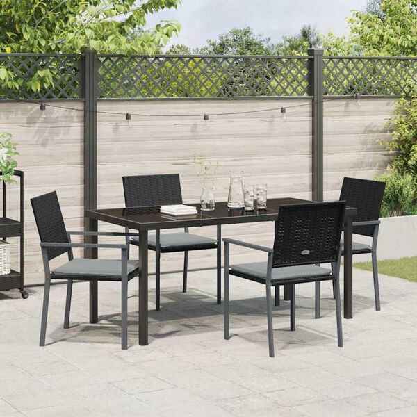vidaXL Ensemble de salle &agrave; manger pour jardin 5 pcs Noir et Gris Clair
