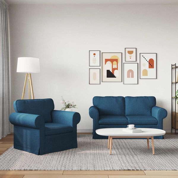 vidaXL Canap&eacute; 120cm 2 pcs Bleu M&eacute;tал
