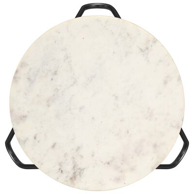 vidaXL Table basse Blanc 40x40x40 cm Pierre véritable texture marbre