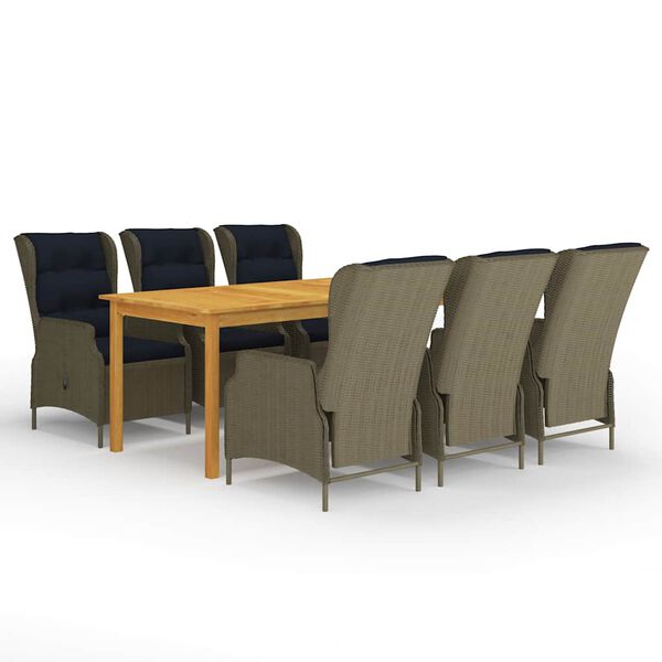 vidaXL Ensemble &agrave; manger de jardin 7 pcs Marron
