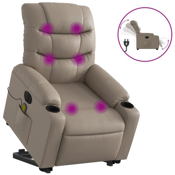vidaXL Fauteuil inclinable de massage &eacute;lectrique cappuccino similicuir