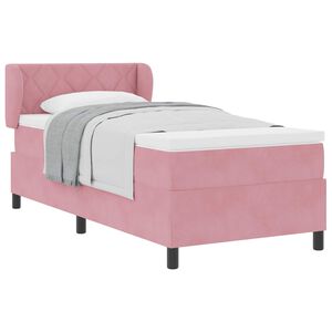 vidaXL Lit &agrave; ressorts avec matelas Rose 100 x 200 cm Velours