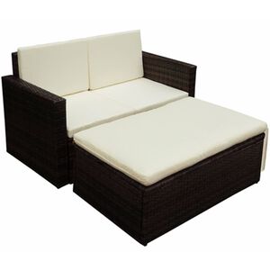 vidaXL Salon de jardin 2 pcs avec coussins R&eacute;sine tress&eacute;e Marron
