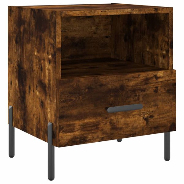 vidaXL Table de chevet ch&ecirc;ne fum&eacute; 40x35x47,5 cm bois d&rsquo;ing&eacute;nierie