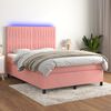 vidaXL Sommier &agrave; lattes de lit avec matelas LED Rose 140x190cm Velours