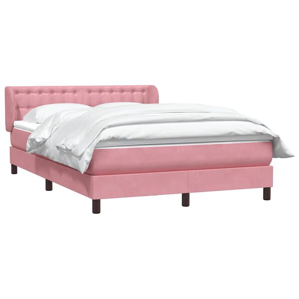 vidaXL Sommier &agrave; lattes de lit avec matelas rose 160x220 cm velours